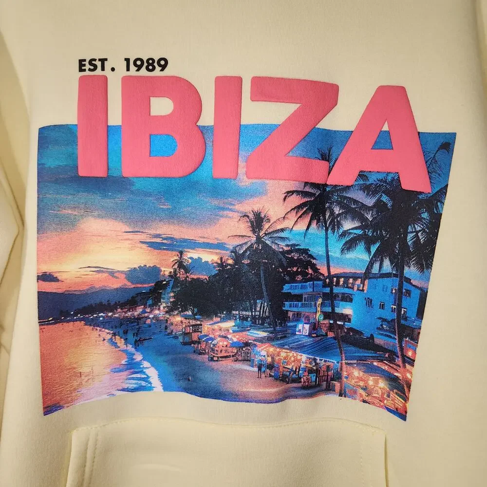 Est 1989  Ibiza yellow women's medium size hoodie